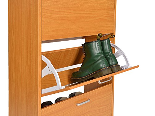 ts-ideen Schuhschrank Schuhaufbewahrung Regal Schuhkipper Holz-Farben Flur Diele Standregal Schuhregal 3 Fächer 104 x 60 cm - 4