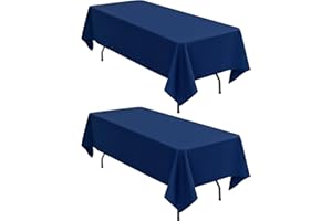 LYAFS 2 Pack Rectangle Tablecloth,60 x 102 inch Navy Blue Tablecloth Polyester Table Cloth for 6 Ft Rectangle Tables,Stain and Wrinkle Resistant Washable Fabric Table Covers for Wedding,Restaurant,Party
