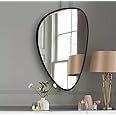 Alfa Design Asymmetrical Wall Mirror with Black Frame - 24x17 Inch | Fancy Decorative Mirror for Bathroom, Living Room, Bedroom & Vanity | Stylish & Durable Modern Home Decor Wall Mirror
