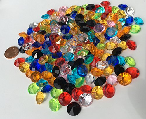 200 Stück 11mm glitzernde bunte Deko Diamanten Brillianten Strasssteine Acrylsteine transparent klar kristall basteln Gltzersteine Schmucksteine Strass Steine zum Verzieren Dekorieren von CRYSTAL KING - 3