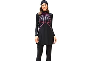 IBTOM CASTLE Modest Muslim Swimming Costume for Women Long Sleeve Full Cover Bathing Suit Athletic Shirt Pants Islamic Hijab Swimwear 3pcs Set Lady Rash Guard Arabic Burkini Beachwear