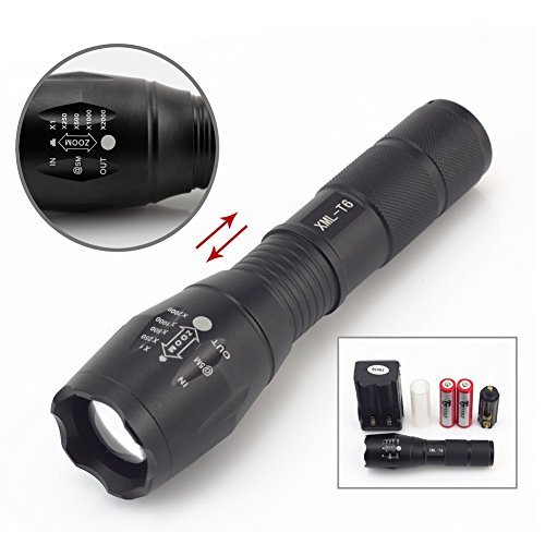 TGLOE (Tm) -1600LM CREE XM-L T6 LED ZOOMABLE Taschenlampe 2X 18650 Akku Ladegerät