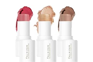 Mysense Contour Stick,Blush Stick,Highlight Stick,3 In 1 Set for Cheeks&Lips,Face Foundation Makeup for Daily Wear- Shimmer Highlighter,Rose Blush & Contour Concealer