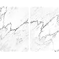 WENKO Set of 2, 30 x 52 cm "Marble" Protective Hob for Induction Hob, Glass Hob, Ceramic, Tempered Glass