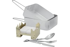 Milestone Camping 66000 Camp Cookware Set/Features Mess Tins, Cutlery, Compact Stove & Fuel Blocks/Aluminium & Stainless-Steel Utensils/Great For Camping, Festivals & Fishing Trips
