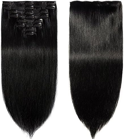 supermodel 20 inch Jet Black (Col 1). Full Head Clip in Human Hair Extensions. High quality Remy Hair!. 120g Weight