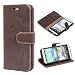 Produktbild Mulbess Ledertasche im Ständer Book Case / Kartenfach für HTC One M8 Tasche Hülle Leder Etui,Vintage Braun