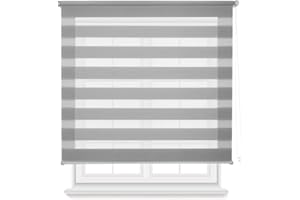 HOME MERCURY - Estor Enrollable de Doble Capa Noche y Día,fácil instalación (160 X 180 CM, Gris)