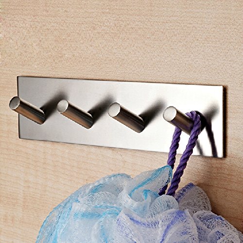 KES Selbstklebende Schlüssel Haken Hakenleiste/Schiene, SUS304 Edelstahl Gebürstet 4-Haken, A7063H4 - 8