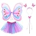 Produktbild Tinksky 4 Stücke Mädchen Fee Kostüme mit Flügel Stirnband Kinder Fee Prinzessin Kostüm Set Tutu Rock Schmetterling Flügel Wand Stirnband Party Kostüm