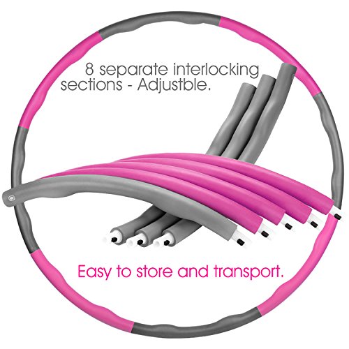 Hula Hoop , Ubegood Hula Hoop Serie zur Gewichtsreduktion Hula Hoop Sportarten Fitness Reifen Abnehmbarer Hula Hoop mit Schaumstoff 1,2kg, Grau und Rosa - 2