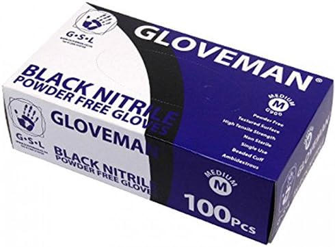 Gloveman Black Nitrile Latex Free Disposable Gloves