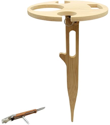 Table à vin en Plein air, Table de Pique-Nique Pliante Ronde en Bois