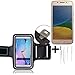 Produktbild TOP SET: Neopren Jogging Armband Sportarmband Oberarmband für Lenovo Moto G5 Plus, schwarz mit Reflektor Streifen + Ohrstöpsel. Fitness Lauf Armband
