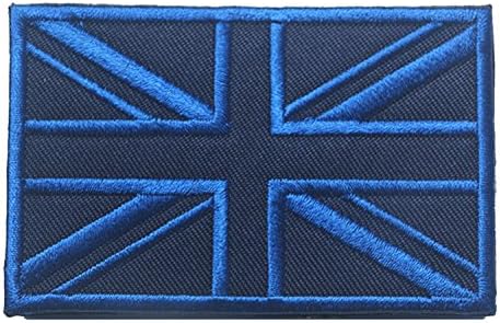 British Union Jack Embroidered Applique England Flag UK Great Britain Sew On Patch Union Jack British Flag Badge for Uniform Clothing Jacket Shirt (Black Blue)
