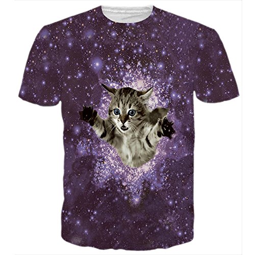 Unisex Starry Sky Cat Printed Graphic T Shirt Tops