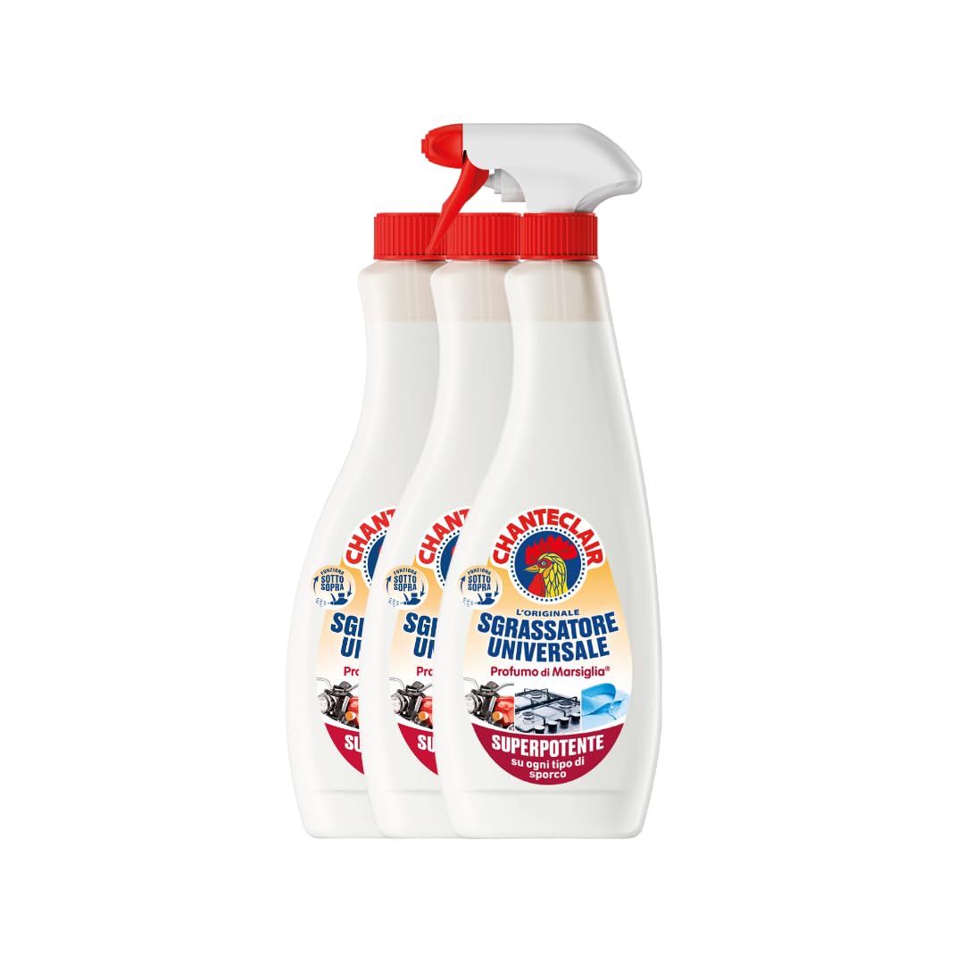 Chanteclair - Sgrassatore Universale, Superpotente, Profumo di Marsiglia, Formula Originale - 1 Spray + 2 Ricariche da 700 ml