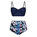 Produktbild Bikini-Set, LANSKIRT Damen Retro Stil Polka-Punkt mit Hoher Taille Badeanzug Bikini Set (M, Blau1)
