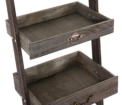 Regal Standregal Pflanzregal Blumenständer, 169x43x32cm, Shabby-Look, Vintage ~ braun - 3