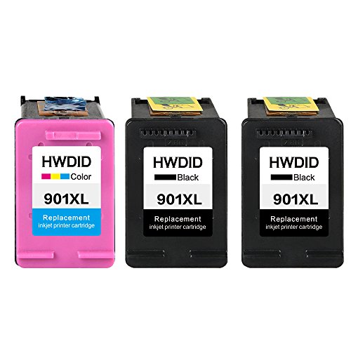 HWDID wiederaufbereitete 901XLTintenpatronen Ersatz für HP druckerpatronen 901 CC654AE CC656AE für OfficeJet J4500 J4540 J4550 J4580 J4600 J4660 J4680 G510a G510g Drucker(2 Schwarz,1 Farbig)