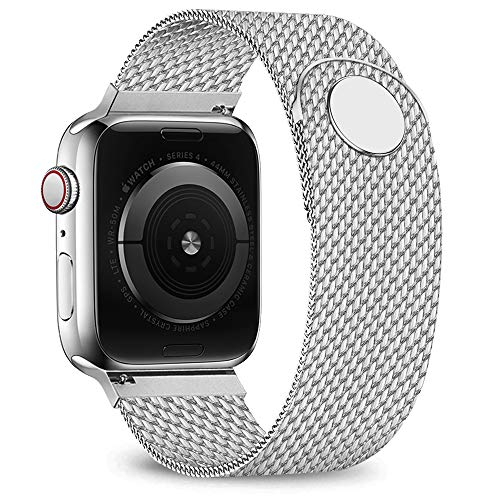 jwacct Compatible para Apple Watch Band 38 mm 40 mm 42 mm 44 mm, Ajustable Malla de Acero Inoxidable Pulsera Sport Loop para iWatch Series 4 3 2 1, 42mm/44mm, Plateado
