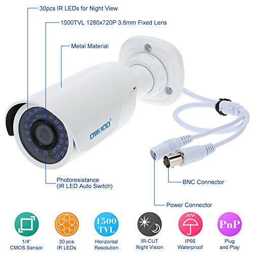 OWSOO 4CH AHD 1080N/720p 1500TVL CCTV Überwachung DVR Security System HDMI P2P Onvif Netzwerk Digital Video Recorder, 1 TB Festplatte, 4 * 720P Outdoor/Indoor Infrarot-Bullet-Kamera + 4 * 60ft Kabel - 3