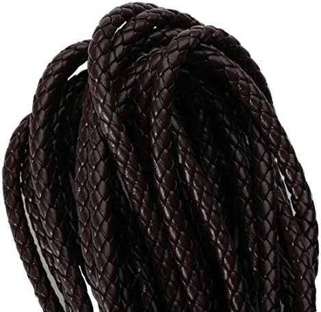 Sauvoo Beads 5 meters/lot Diameter 6mm Round PU Braided Leather Cord Bracelet Pendant Necklace DIY Material Findings (black)