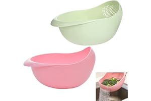 Kosz odpływowy, Forreen 2 sztuki sitko do myjki ryżowej, wielofunkcyjne, przenośne, praktyczne sitko durszlaka, plastikowa pogrubiona miska do mycia ryżu, do przechowywania, czyszczenia (zielony,