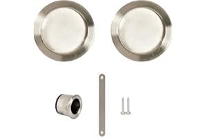 Yale Lot de 2 Poignées cuvettes rondes encastrables pour porte coulissante - Ø intérieur 48 mm - Acier finition nickelé brossé - Convient pour portes en bois - Inclus tire-doigt, cache mortaise, vis