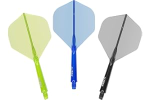 CUESOUL Rost 77 Eje de dardo Integrado y Pluma,Forma estándar Grande,Juego de 3 (Serie de Colores Transparentes)