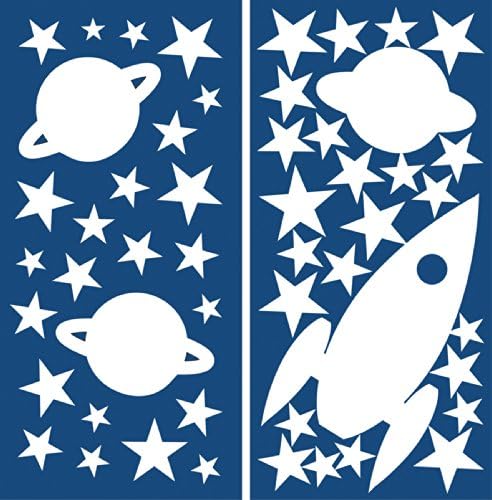 Leisurebrands Decofun Rocket and Stars Glow in the Dark Wall Stickers, Small