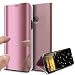 Produktbild HMTECH Huawei P20 Pro Hülle Luxus Spiegel Mirror Makeup magnetisch PU Leder Schutzhülle Handytasche Tasche mit Standfunktion Flip Hard Case Cover Hülle für Huawei P20 Pro,Rose Gold Mirror PU