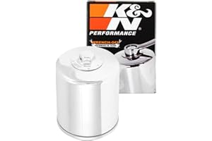 K&N Powersports Oil Filter - Spin-On Chrome 76x98mm compatible with Harley Davidson (KN-174C)