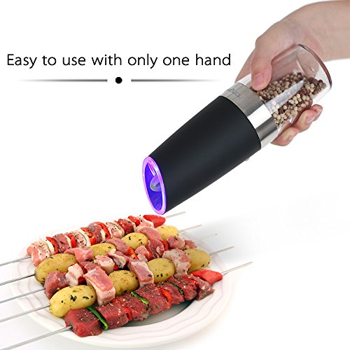 Homgeek Automatische Elektrische Pfeffermühle Gravity Designed mit Blauem LED-Licht - 6