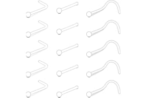 AVYRING 30 Pieces Clear Piercing Retainers Set, Invisible Bioflex Plastic Clear Piercing Kit, 16G 18G 20G Nose Septum Cartilage Tragus Earrings Clear nose Studs Hide Piercing for School Work