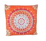 Frank Flechtwaren, 336437: Kissen "Mandala" in knalligem Orange und flauschigem Grundstoff, herausnehmbare Füllung