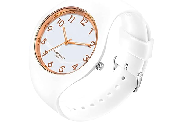 Forrader Montre pour Femme avec Bracelet en Silicone - Grand Cadran - Étanche - Sport - Tendance - Style décontracté - Simple - Analogique - pour Femmes et Filles