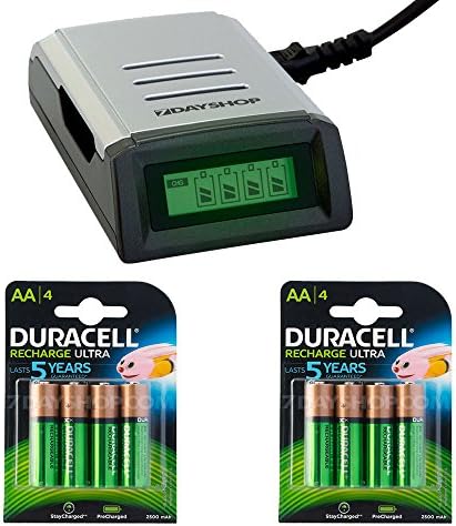7dayshop Fast Intelligent LCD Display Battery Charger With 8 x Duracell AA 2500mAh Batteries Value Kit