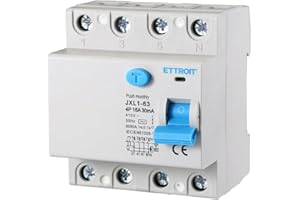 ZOREI Interruttore Differenziale Puro, 4P 4 Poli 30mA 6kA 380V, Salvavita Differenziale, Occupa 4 Moduli DIN, RCCB 4P 30mA C16 16A