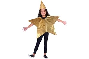 amscan 9906019 Childs Gold Starry Patterned North Star Fancy Dress Christmas Nativity Costume Tabard (3-8 Years)