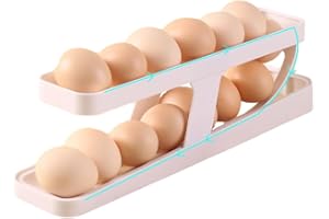 AXROAD MALL Porta uova, dispenser per uova per frigorifero può contenere 12-14 uova, contenitore per uova a 2 livelli, contenitore per uova da cucina, organizer per piano di lavoro (bianco)