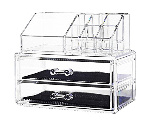 Preisvergleich Produktbild Aufbewahrungssystem für Schmuck und Kosmetika, mit 2 Laden, transparent