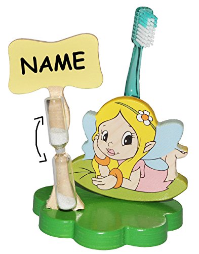 Preisvergleich Produktbild Unbekannt Zahnbürstenhalter / Zahnputzuhr - Elfe / Fee / Prinzessin mit Blume Incl. Name..