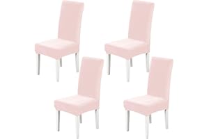 Xundefeng Soft Velvet Dining Chair Covers for Dining Room Set of 4 Pack Slipcovers Chairs Cover Stretch Slipcover, Pink