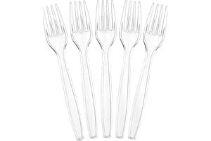 TRENDSETTER Pack of 50 Heavy Duty Clear Plastic Forks, Reusable and Washable Forks,Clear Reusable Forks Perfect for Picnics, Parties, Tableware and Dinnerware,Reusable Forks