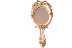 KABAKE Vintage Handspiegel, Schminkspiegel, Roségold, kompakter Reise-Handspiegel, Geschenk für Mutter, Ehefrau, Freundin