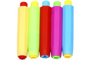 CRLLDPM 5 Pieza Soporte De Tiza De Plástico, Soportes de Tiza de Colores, Soporte De Tiza, Soporte De Tiza Ajustable, Titular de Tizas, Para Oficina, Escuela, Hogar (Rojo/Amarillo/Azul/Verde/Rosa)