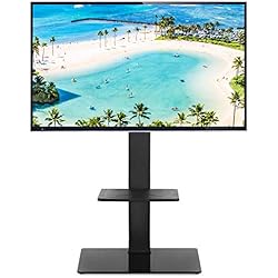 RFIVER Meuble TV Support sur Pied avec Support Pivotant pour Téléviseur LCD LED Plsma de 32 à 65 Pouces avec 2 Etagères TF2001