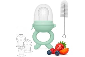 CHOO Grignoteuse Bébé Évolutive 4–24 Mois – Tétine à Fruits + Brosse de Nettoyage – Anneau de Dentition – Sans BPA – DME/Diversification Alimentaire – Marque Française