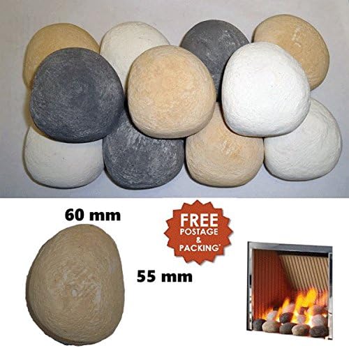 20 Mixed Gas fire Ceramic Pebbles Replacements/Bio Fuels/Ceramic (Mixed/White/Beige/Grey) (mixed)